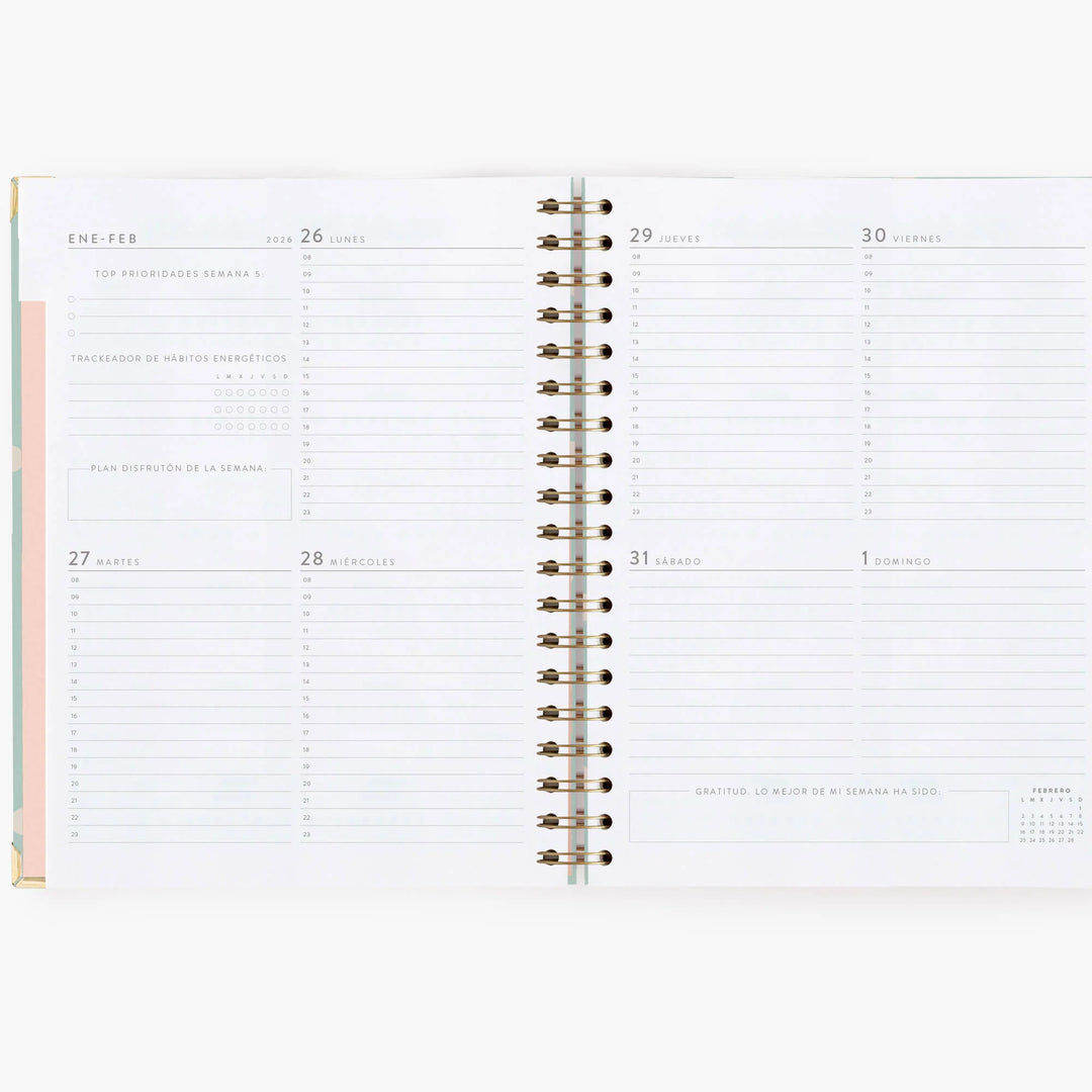 Agenda Semanal 2026 - Mint  - Grande