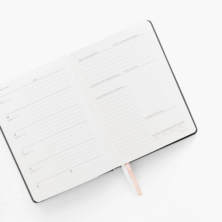 Planner semanal - 100% Productividad - Sin fechas - Negro