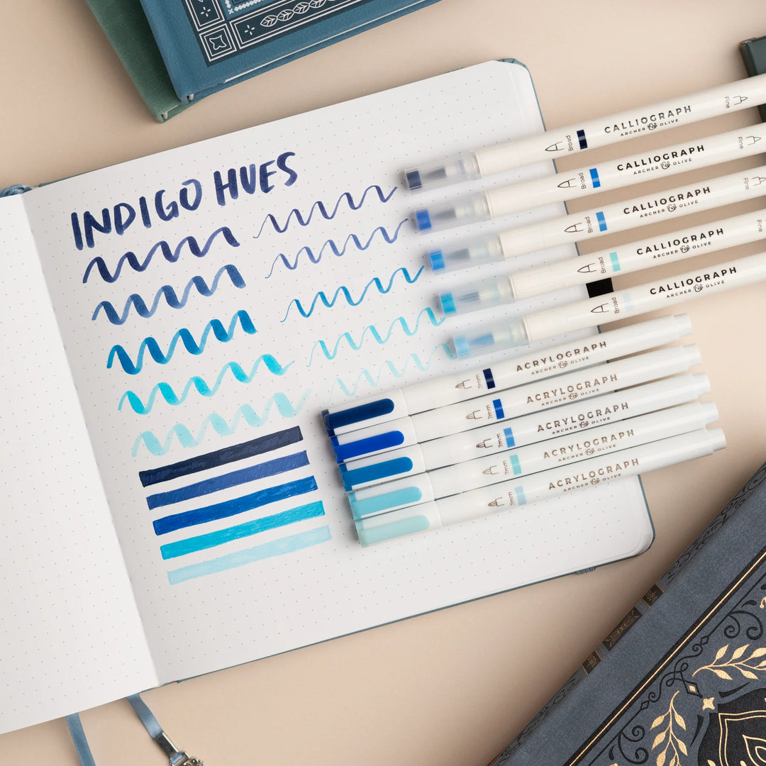 Indigo Hues - Acrylograph Pens