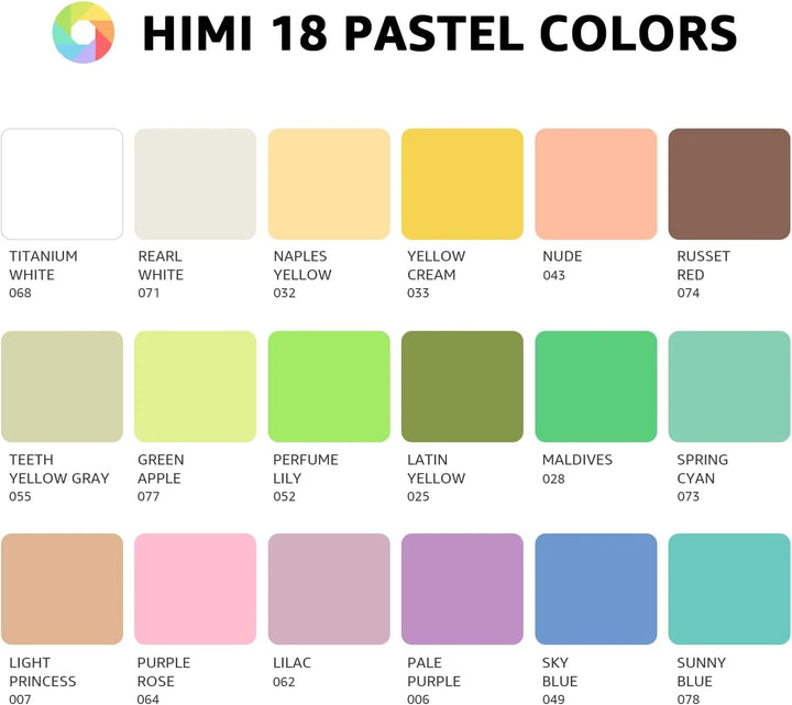 HIMI Gouache Pastel Set - 18 colores/30 gr