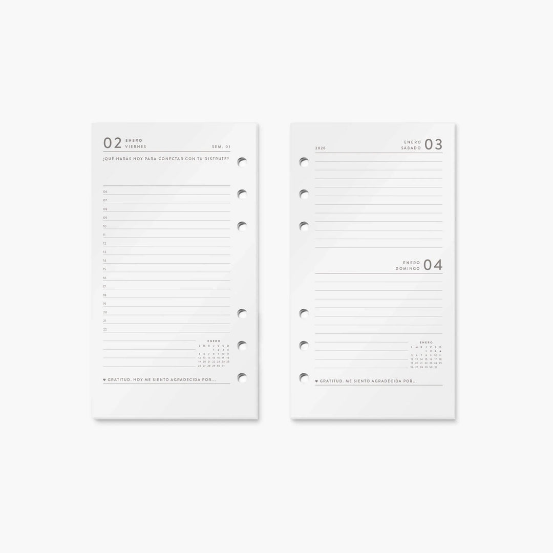 Agenda Anillas A6 - Pink - Diario 2026