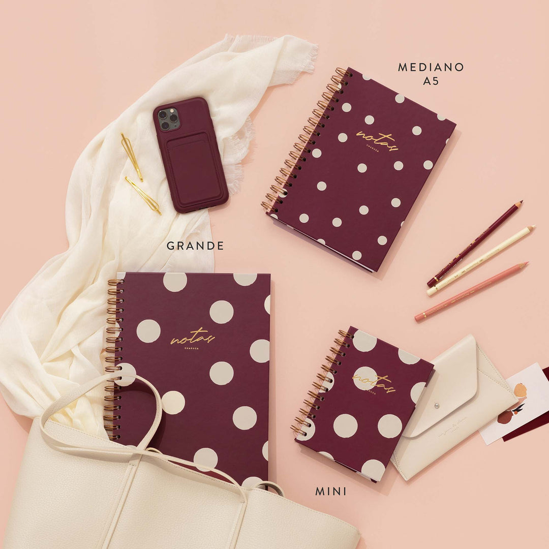 Cuaderno Grande - Cherry - Puntos