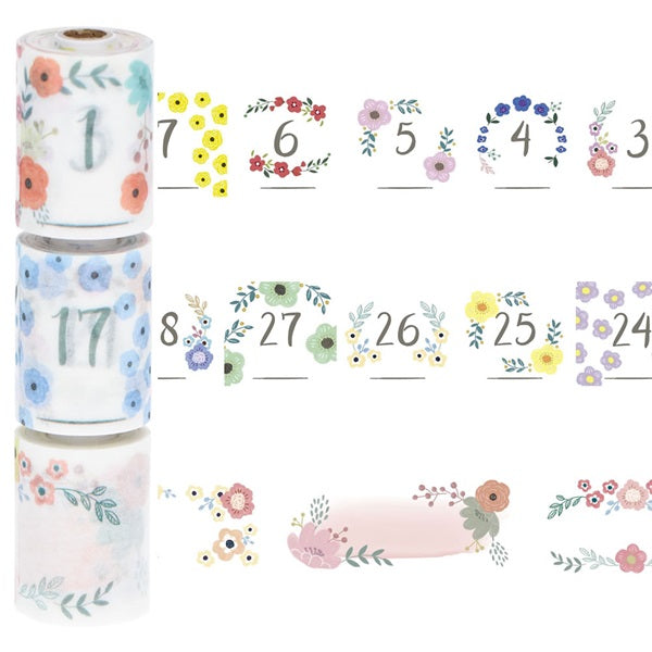 Washi Tape "Date, Tittle, Flower"