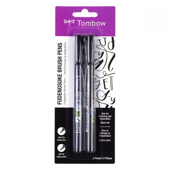 Tombow Fudenosuke 2 pack - Hard & Soft